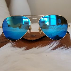 Ray Ban blue aviators size small 55mm